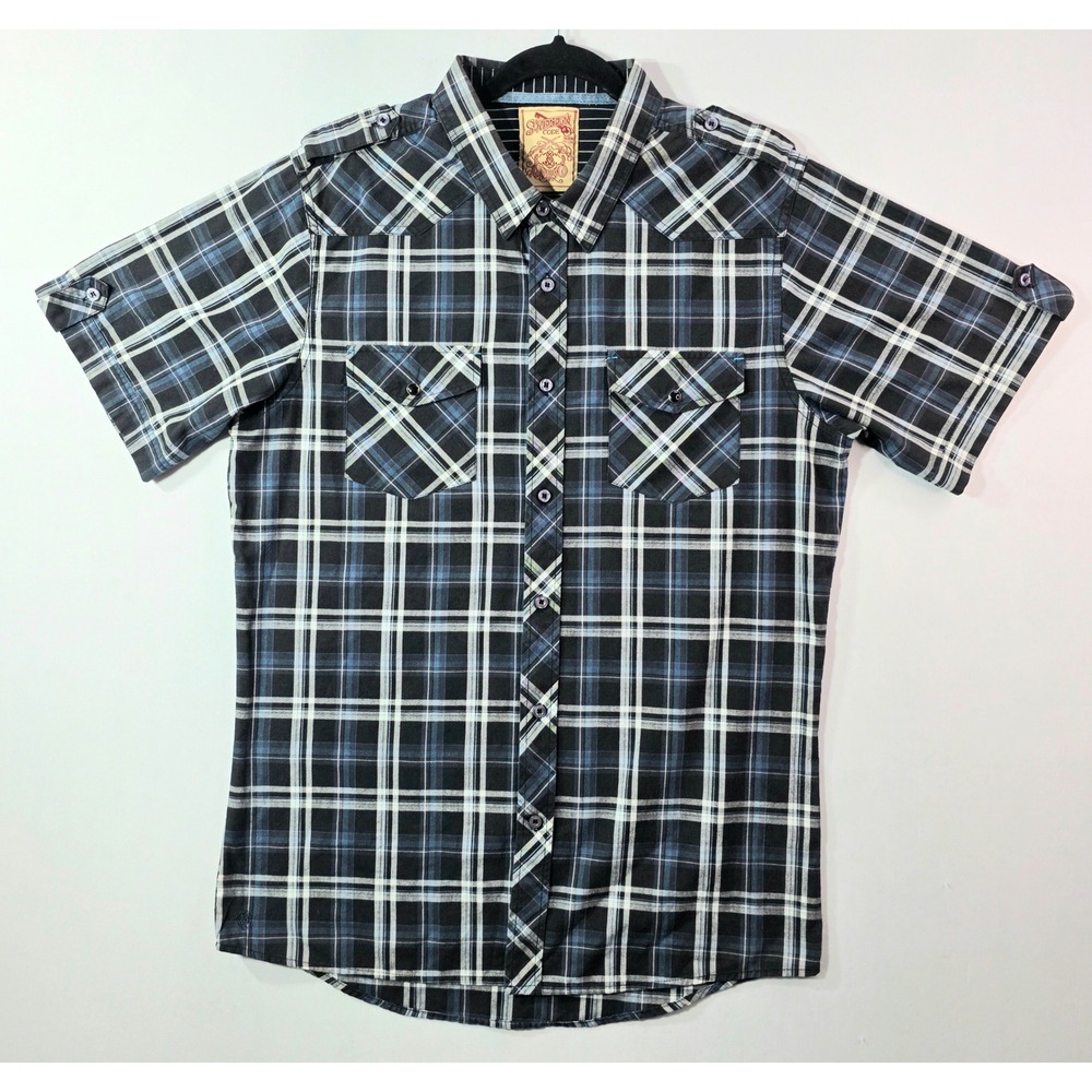 Sovereign Code Mens Casted Baltic Plaid Short Sleeve Western Shirt Size L
